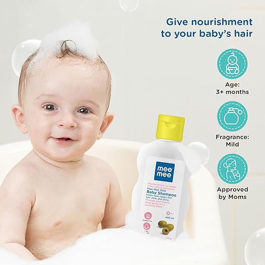 Mee Mee 400ml Baby Shampoo - Olive Enriched, Sulfate/Paraben-Free