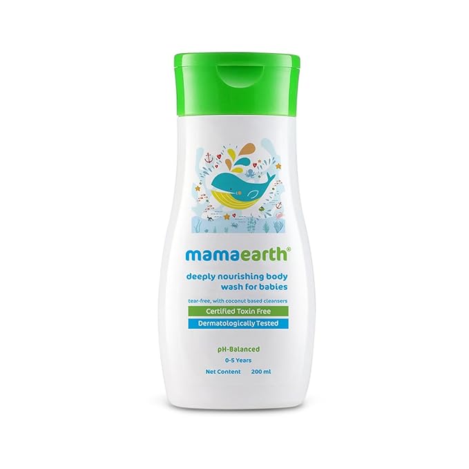 Mamaearth Deeply Nourishing Baby Body Wash – 200ml | Tear-Free Cleanser with Coconut Oil, Orange Essential Oil & Aloe Vera