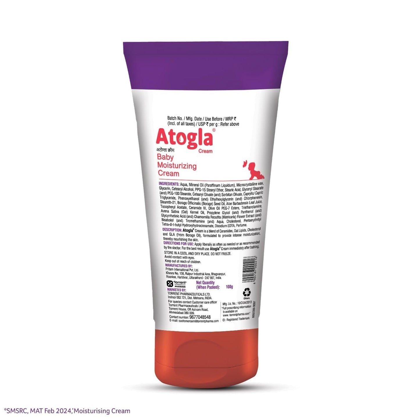 Atogla Baby Cream 100g – Advanced Gentle Moisturising Cream for Babies | Pediatrician Recommended | Protects & Nourishes Sensitive Baby Skin | From the Tedibar Family by Torrent Pharma
