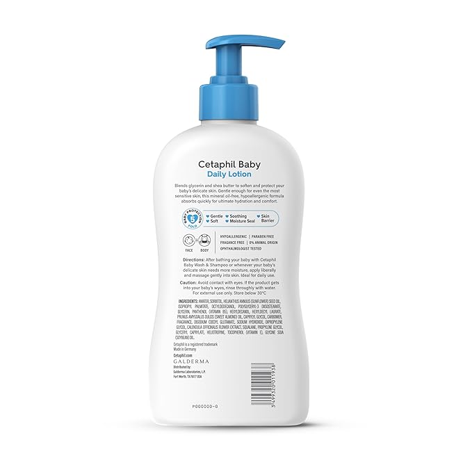 Cetaphil Baby Lotion Shea Butter Scented, Mineral Oil & Paraben Free, Hypoallergenic for All & Sensitive Skin – 400 ml