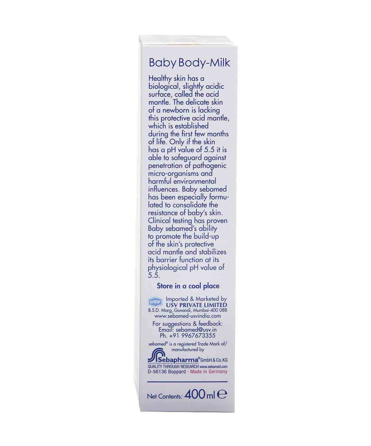 Baby Sebamed Body Milk Lotion 400ml – pH 5.5 for Healthy Skin Barrier | Intensive Daily Moisturiser for Dry & Sensitive Baby Skin | Gentle, Non-Greasy Formula | Dermatologist Recommended | Provides Long-Lasting Hydration & Softness