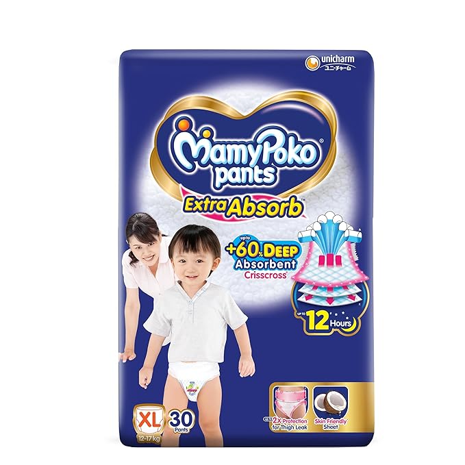 MamyPoko Pants Extra Absorb Baby Diapers, (XL), 30 Count