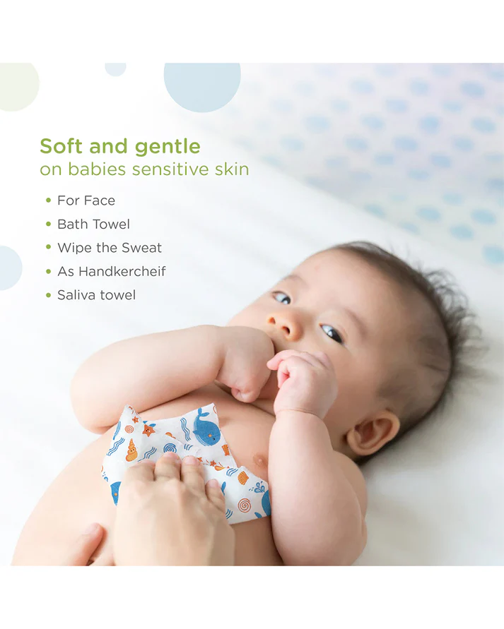 Bamboo Cotton Burp Cloths & Wash Cloths Combo Set-Comfortable & Breathable-Yellow Pineapple-For Infants