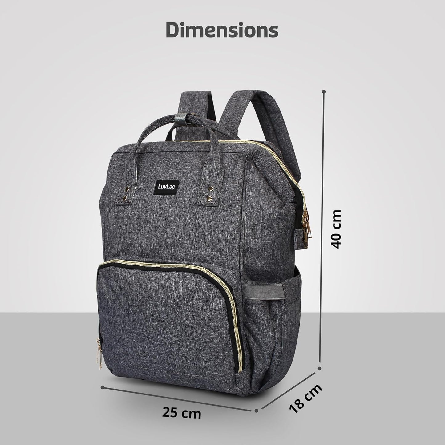 LuvLap Lily Waterproof Diaper Bag – Multifunctional Travel Backpack Cum Tote Bag (Grey)