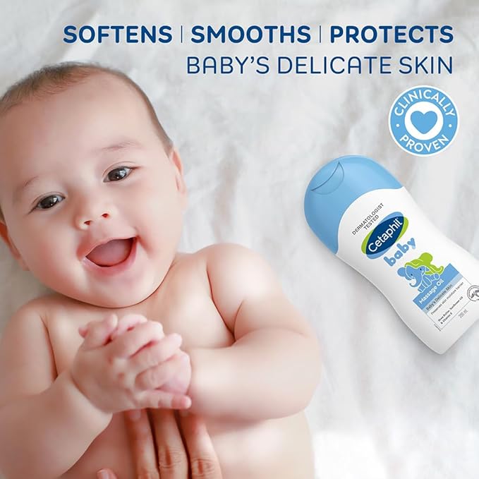Cetaphil Baby Massage Oil - Hypoallergenic & Gentle, Blossoms Scented for All Skin Types – 200 ml