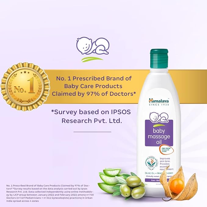Himalaya Baby Massage Oil, 500ml, Vitamin E, Strong Bones & Muscles, No. 1 Doctor Prescribed