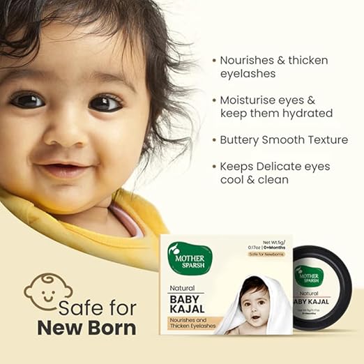 Mother Sparsh 100% Natural Baby Kajal, Zero Lead, Almond & Pure Cow Ghee, 5g