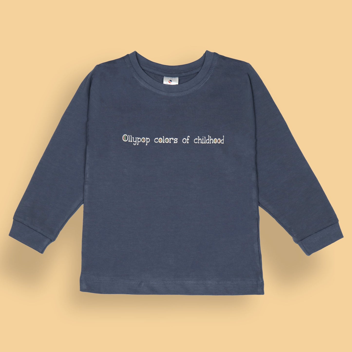 Ollypop Essentials T-Shirt – Breezy Breathable Sinker, Full Sleeves, Placement Print for Happy Kids (Navy Blue)