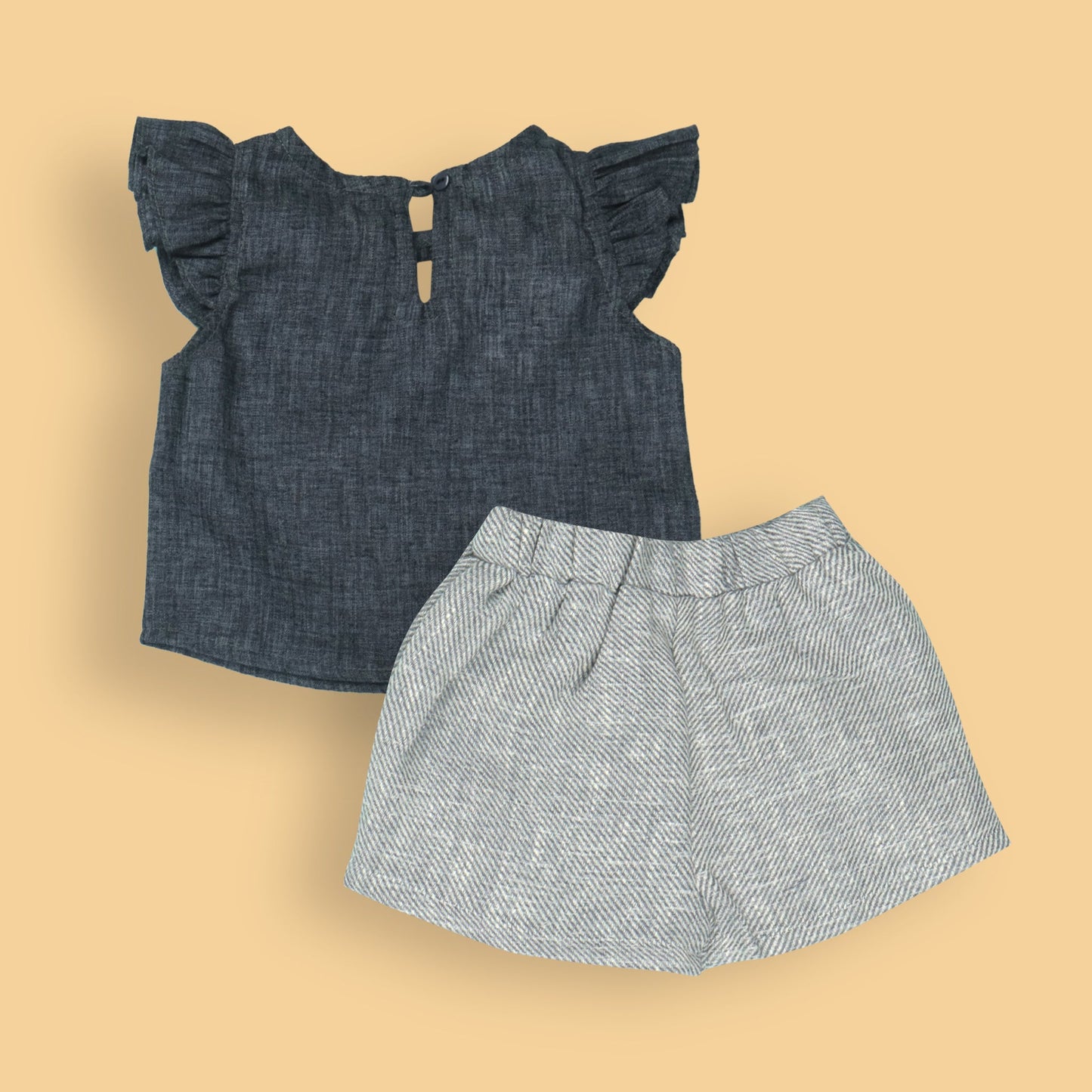 DW's Pretty Navy Blue Pleated Cap Sleeve -Length Skirt Set – Party & Fashion Wear