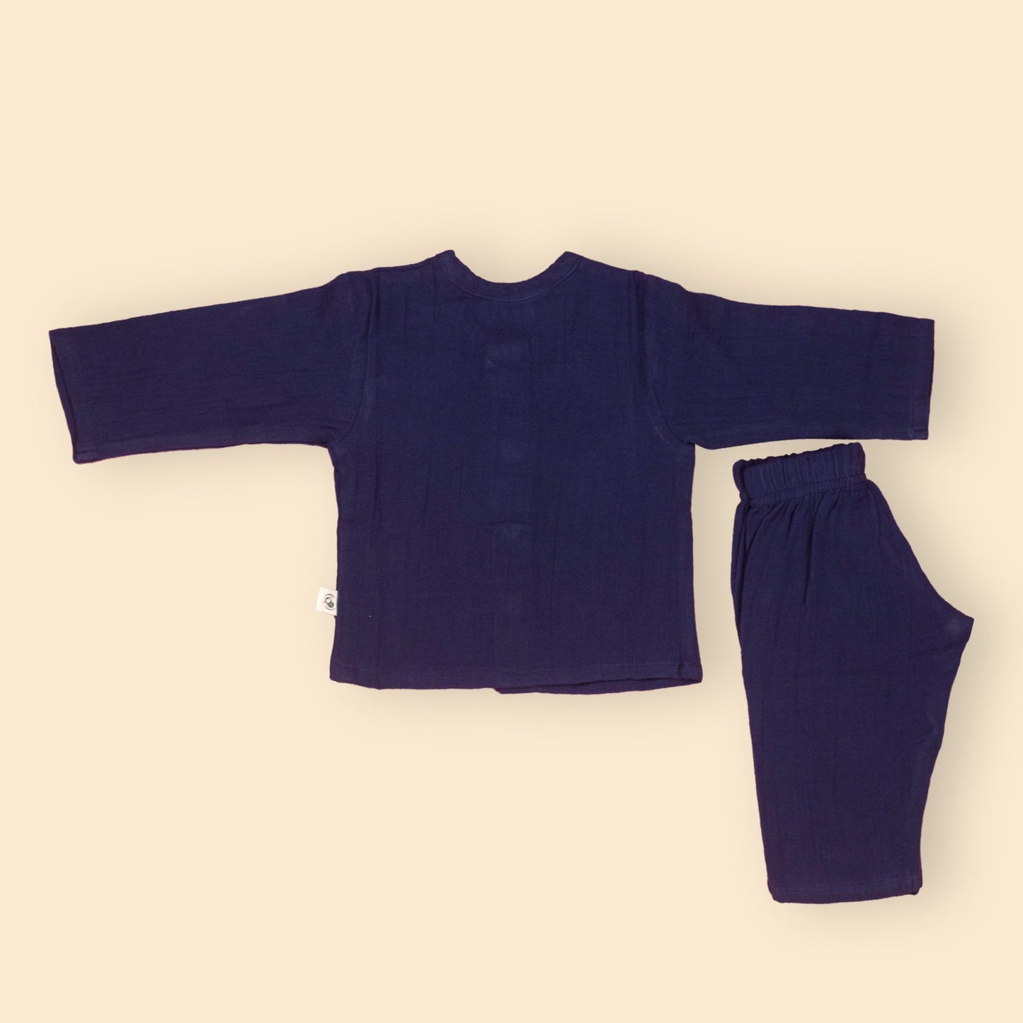 Tod’s Hut Navy Blue Bengaluru Breeze Duo – Playful Muslin Tee & Draw Cord Shorts for Sunny City Strolls