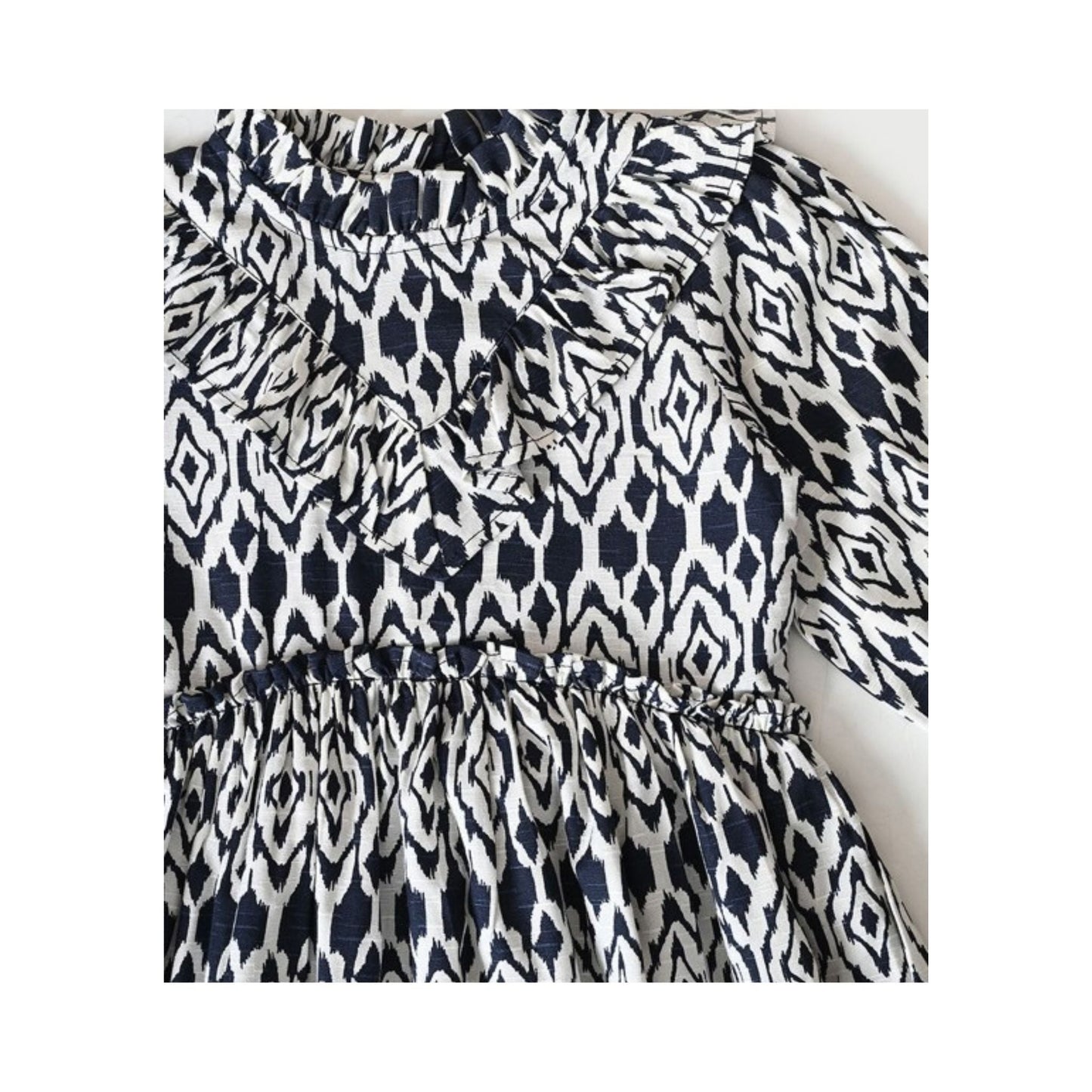 Bella Moda Girls Cotton One-Piece Frock with All Over Print - Smart Outdoor, Party & Fashion Wear