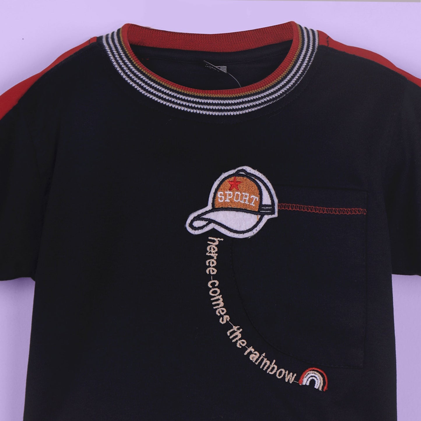Playful Sport Print – Boys’ Navy Blue T-Shirt & Shorts Set