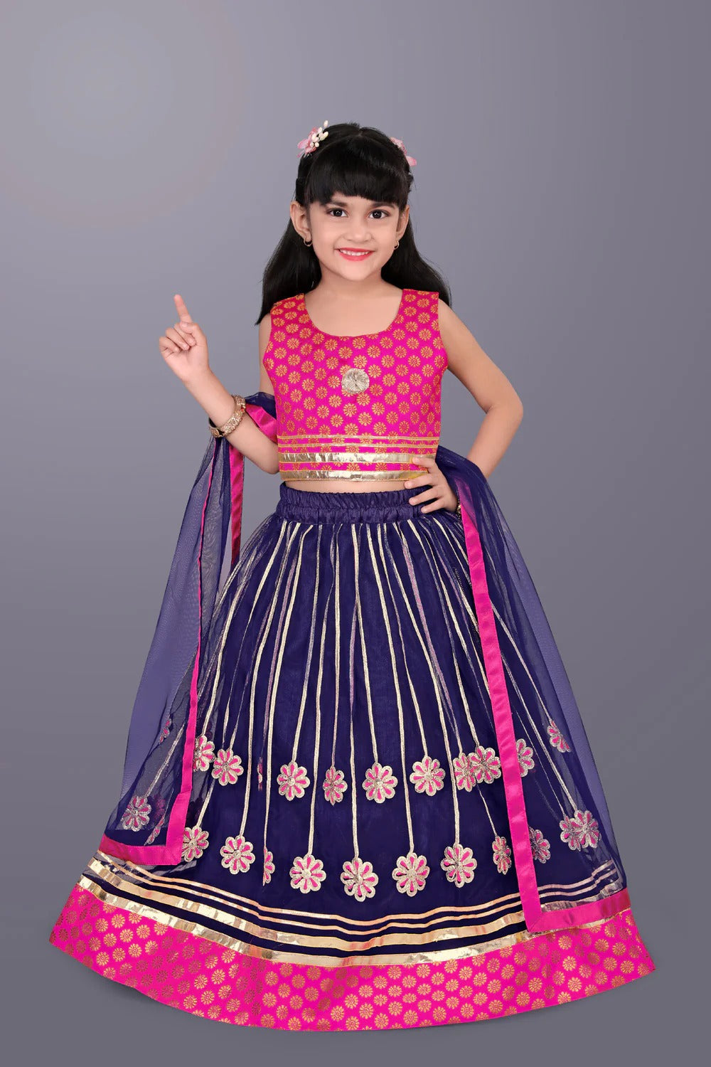 Satyam Fab Girls’ Navy Blue Lehenga Choli | Perfect for Parties & Festivals