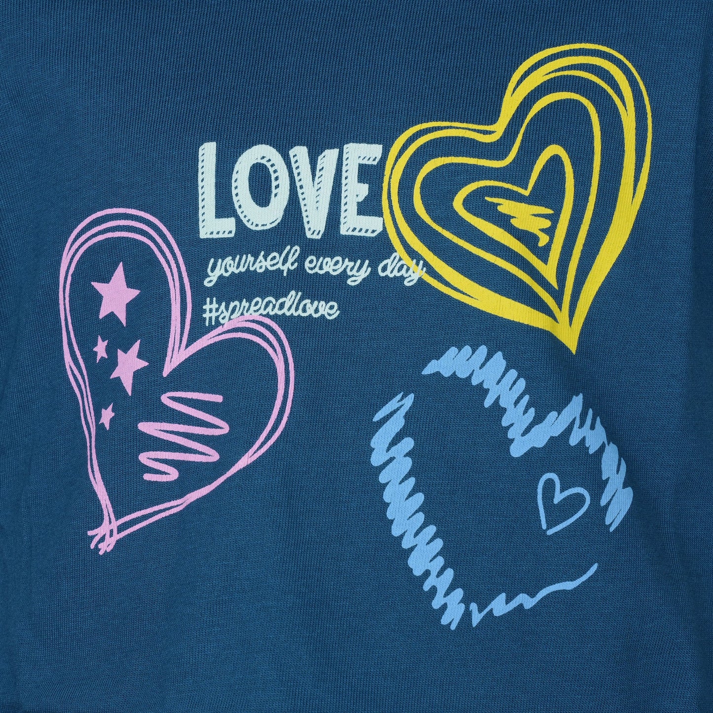 Big Premier Girl's Navy Blue '#spreadlove' Graphic Top