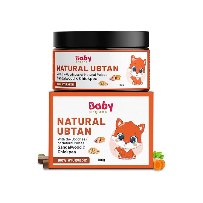 BabyOrgano Natural Ubtan – 100% Tan Removal Bath Powder with Green Gram, Sandalwood & Turmeric for Glowing, Soft Skin – Chemical-Free, FDCA Approved, 100g
