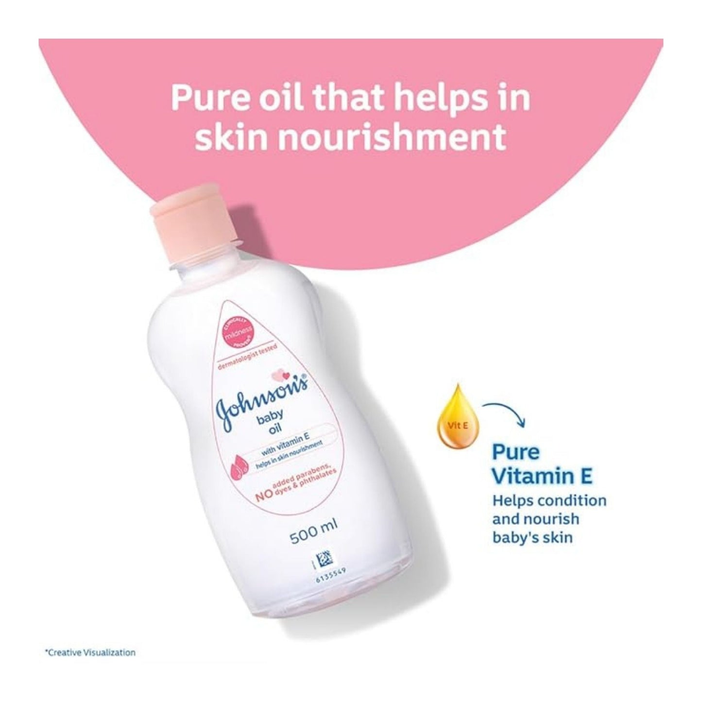 Johnson Baby Oil with Vitamin E for Easy Spread & Massage (200 ml)