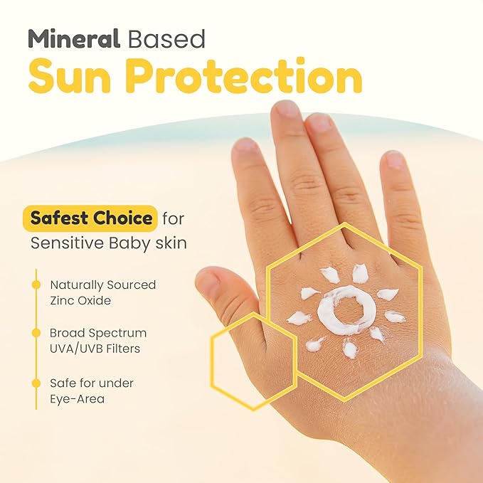 Mother Sparsh Simply Unscented Mineral Baby Sunscreen, Natural Oatmeal, SPF 50, UVA/UVB Protection, Fragrance Free, 50g