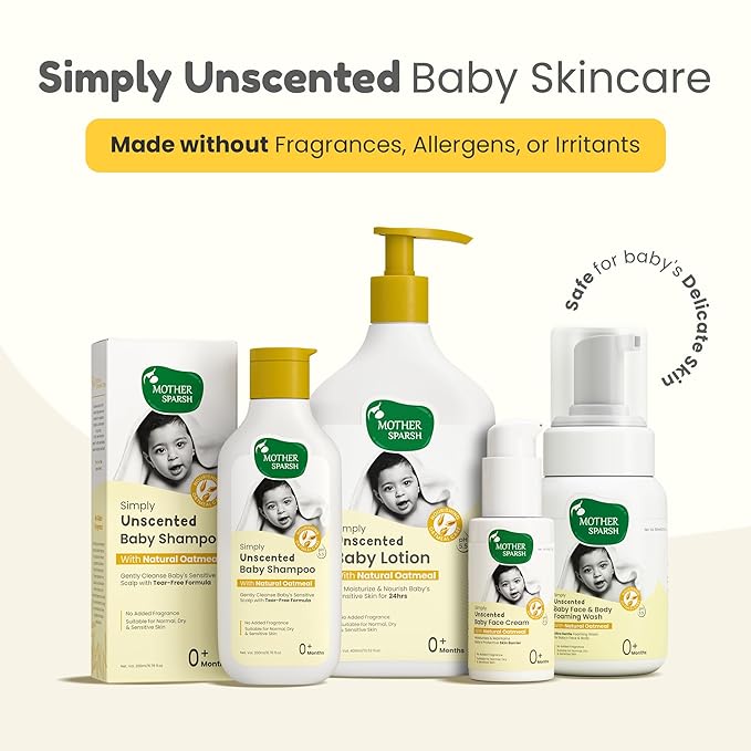 Mother Sparsh Simply Unscented Mineral Baby Sunscreen, Natural Oatmeal, SPF 50, UVA/UVB Protection, Fragrance Free, 50g