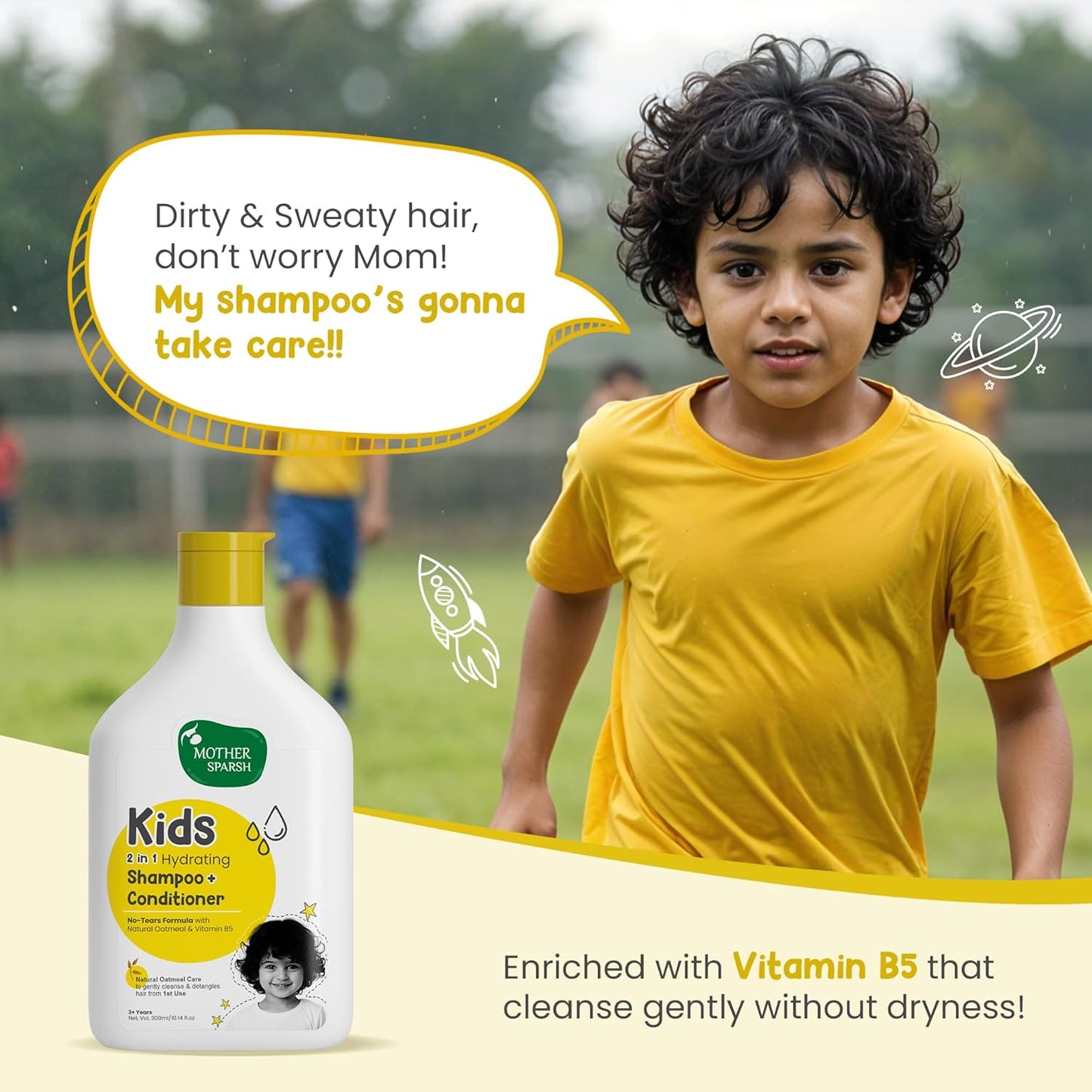 Mother Sparsh 2 In 1 Hydrating Shampoo + Conditioner -Tear Free Shampoo & Conditioner With Natural Oatmeal & Vitamin B5 for Kids & Babies-300ml