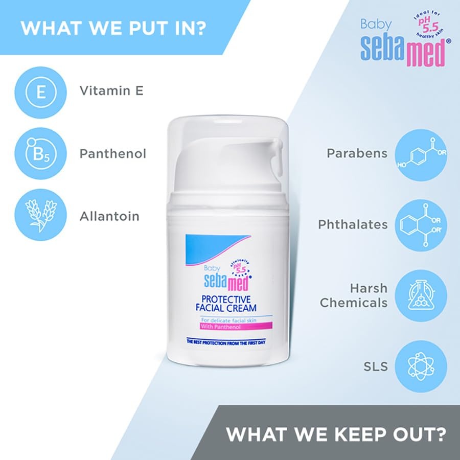 Sebamed Baby Face Protective Cream 100ml – Gentle Daily Moisturiser for Delicate Baby Facial Skin | pH 5.5 for Healthy Skin Barrier | Enriched with Panthenol, Vitamin E & Almond Oil | Dermatologist Recommended | Suitable for Newborns & Sensitive Skin