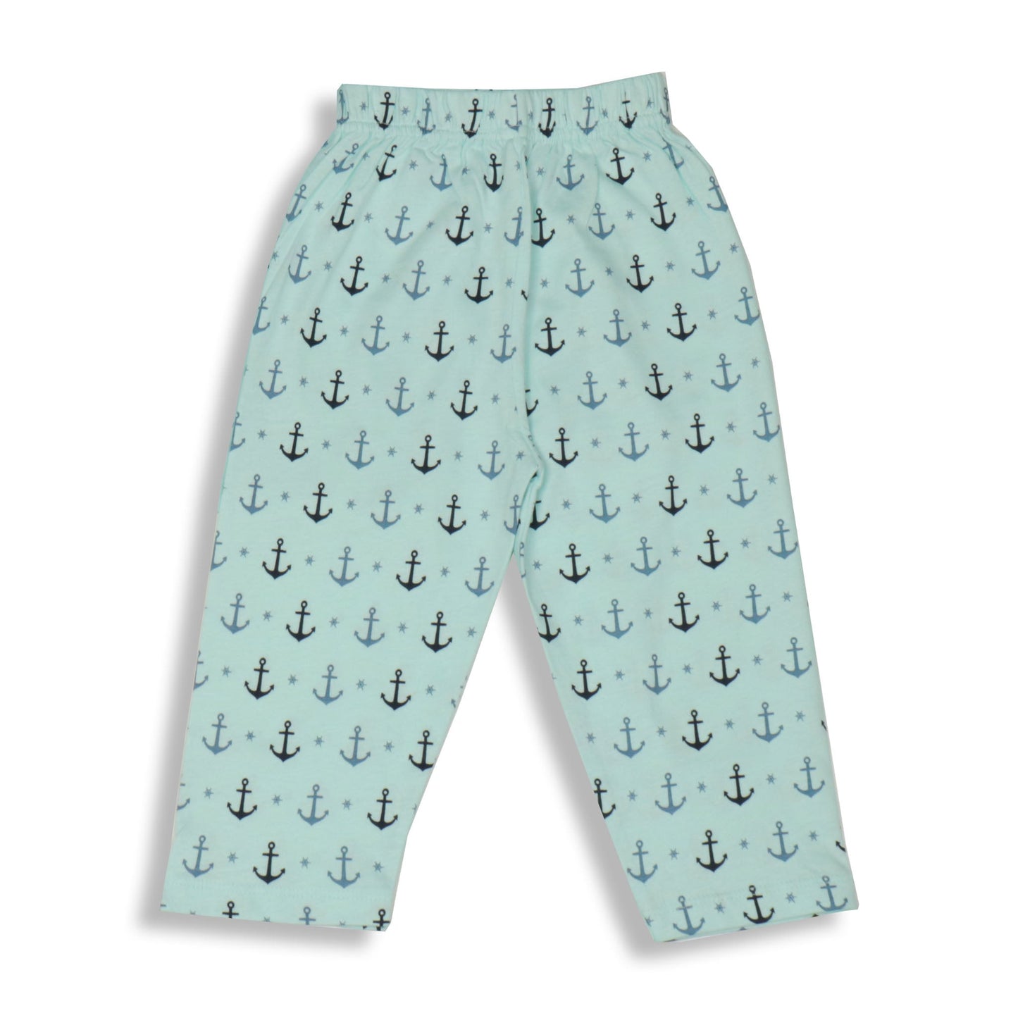 Cute Ollypop Baby Pink Sinker Knit Night Suit in Nautical Theme – Full Sleeves, Front Open, Anchors Print