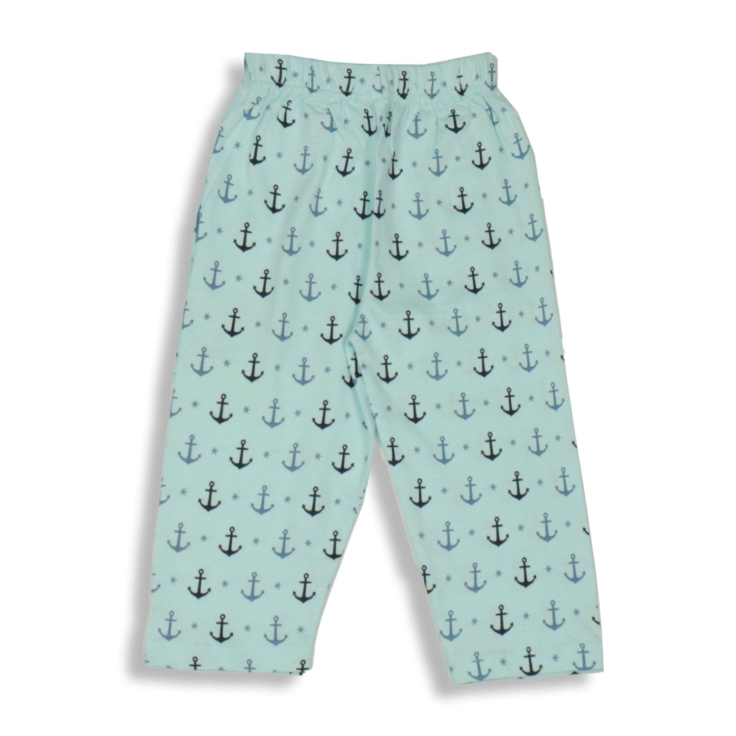 Cute Ollypop Baby Pink Sinker Knit Night Suit in Nautical Theme – Full Sleeves, Front Open, Anchors Print