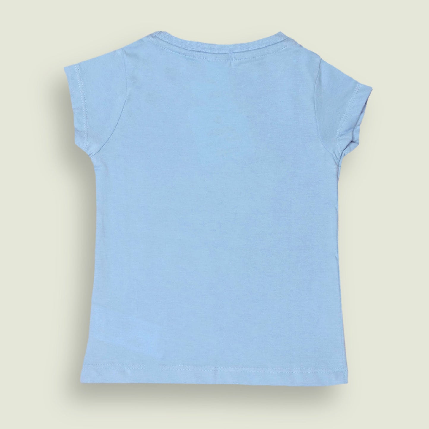 Ollypop Girls Sinker Knit Half Sleeves Top with Fun Slogan Print – Light Blue