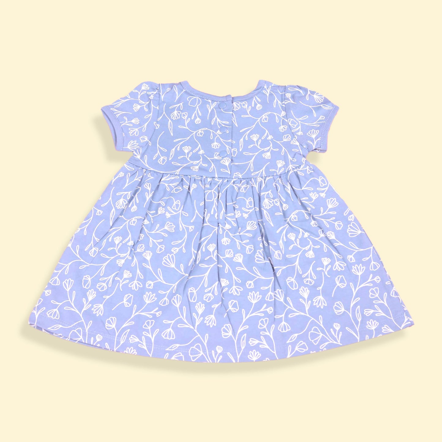 Ollypop Light Blue Cotton One Piece Dress with Round Neck and Half Sleeves