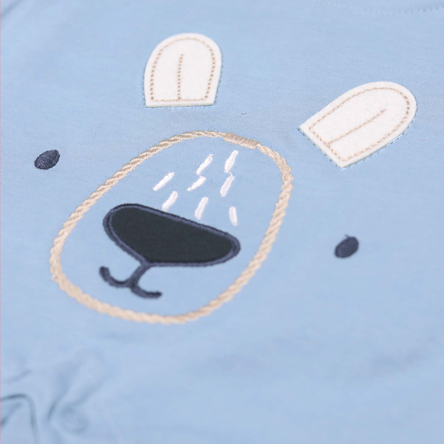Ollypop Light Blue Teddy Print Baby Romper – Soft Sinker Fabric, Half Sleeves & Snap Buttons