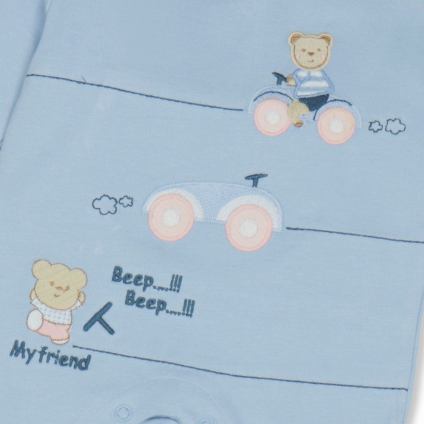 Cozy Sky Blue Fun: ToffyHouse Boy's Soft Romper Set for All Seasons