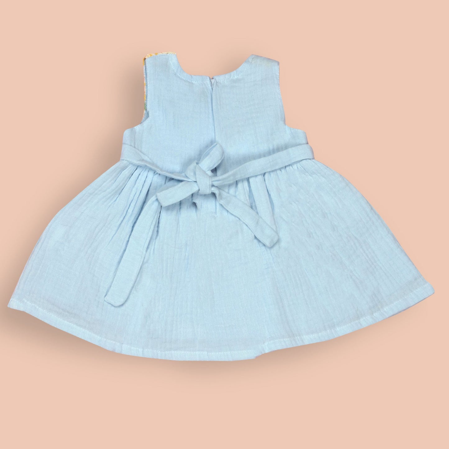 Orrigany Girls Light Blue Cotton Party Sleeveless Zip Frock