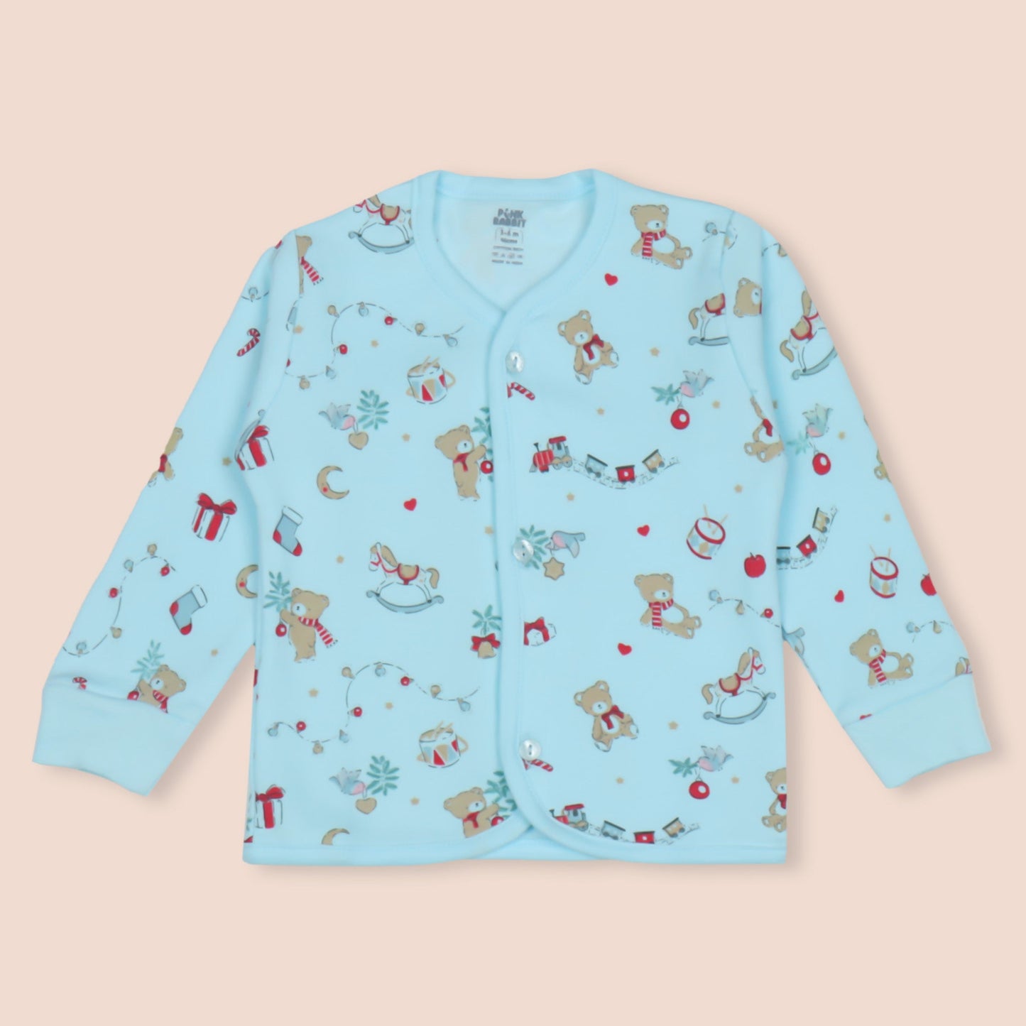 Pink Rabbit Cozy Sky Blue Pyjama Set Snuggle-ready Fun for Every Little Dreamer!