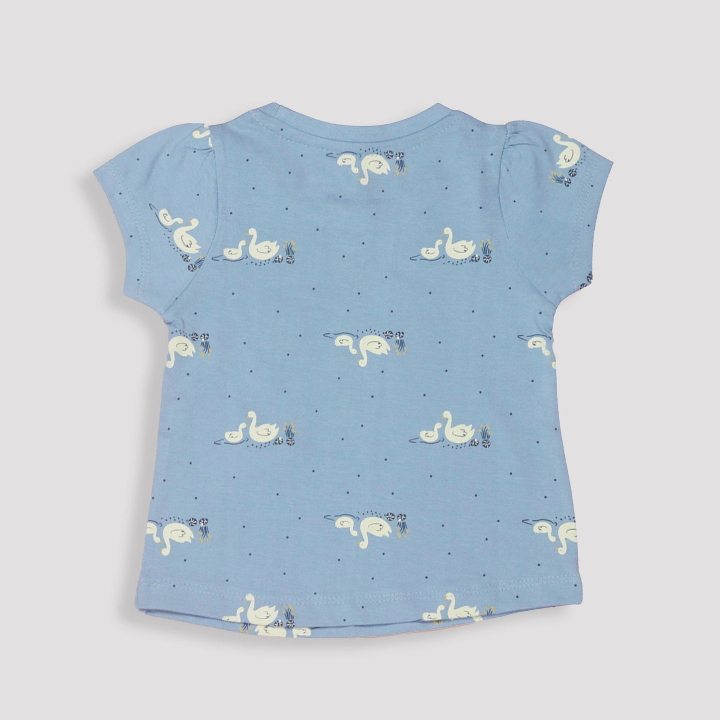 Pink Rabbit Girls Light Blue Cotton Printed Cap Sleeve T-shirt