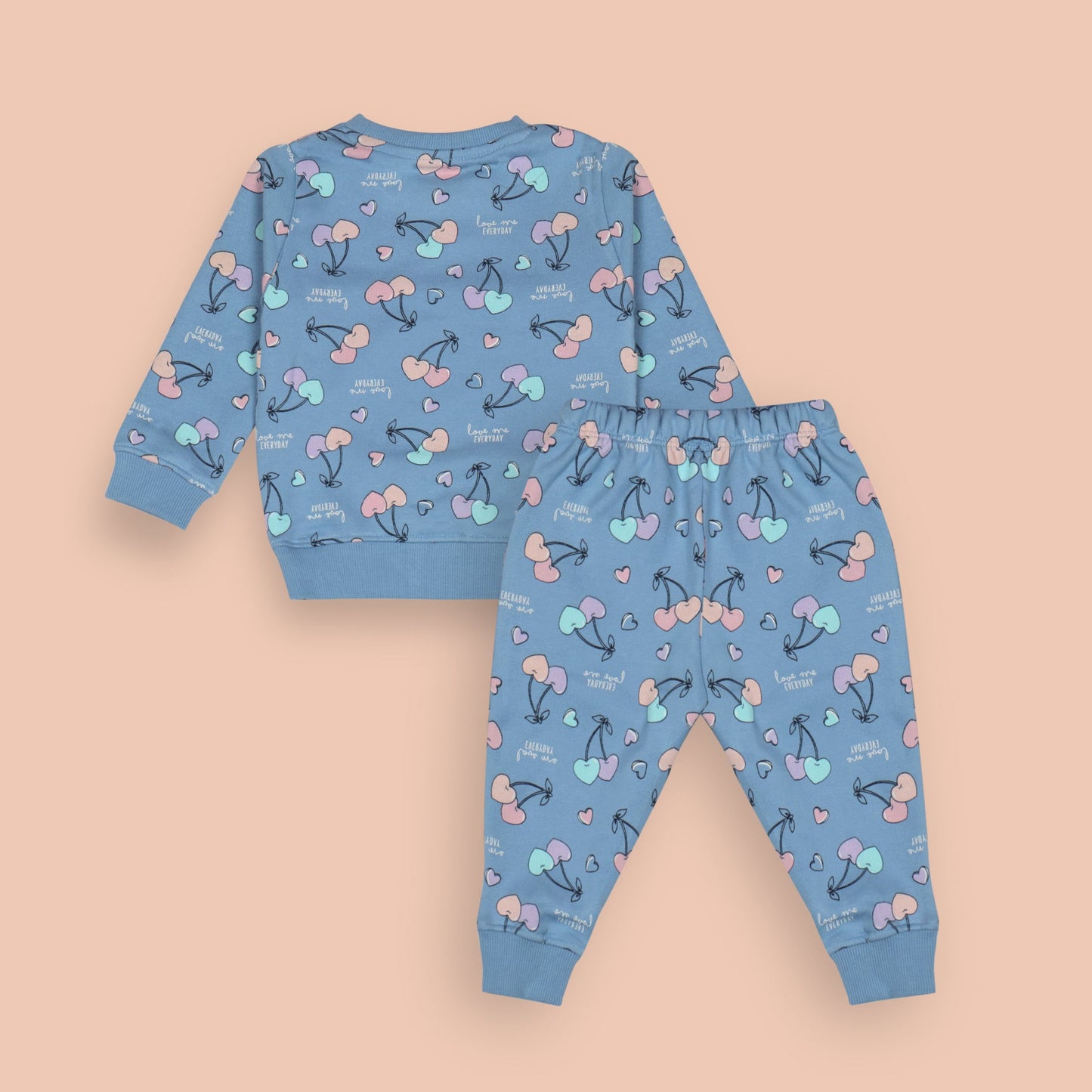 Adorable Cucumber Co-Ord Set with Heart Cherry Print