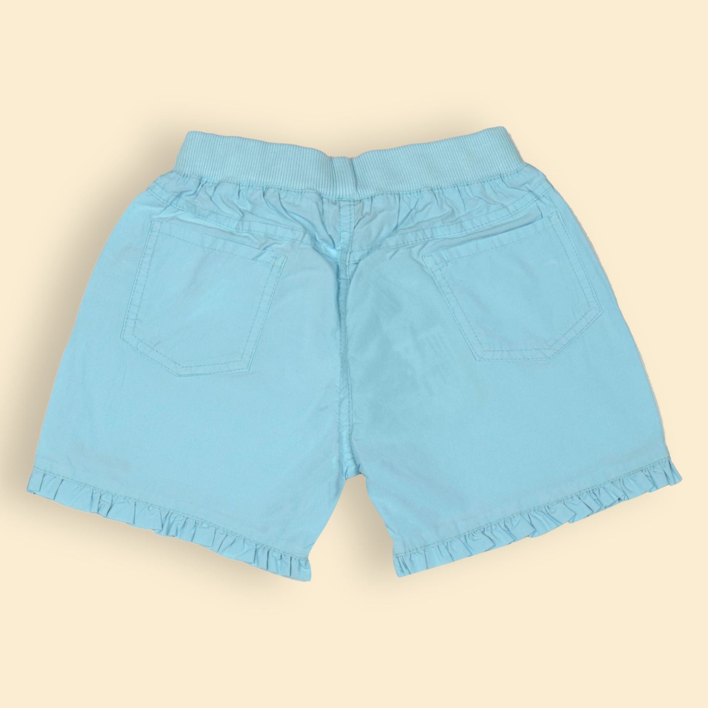 OlioKids Girls Cotton Blend Elasticated Pull-On Shorts - Light Blue