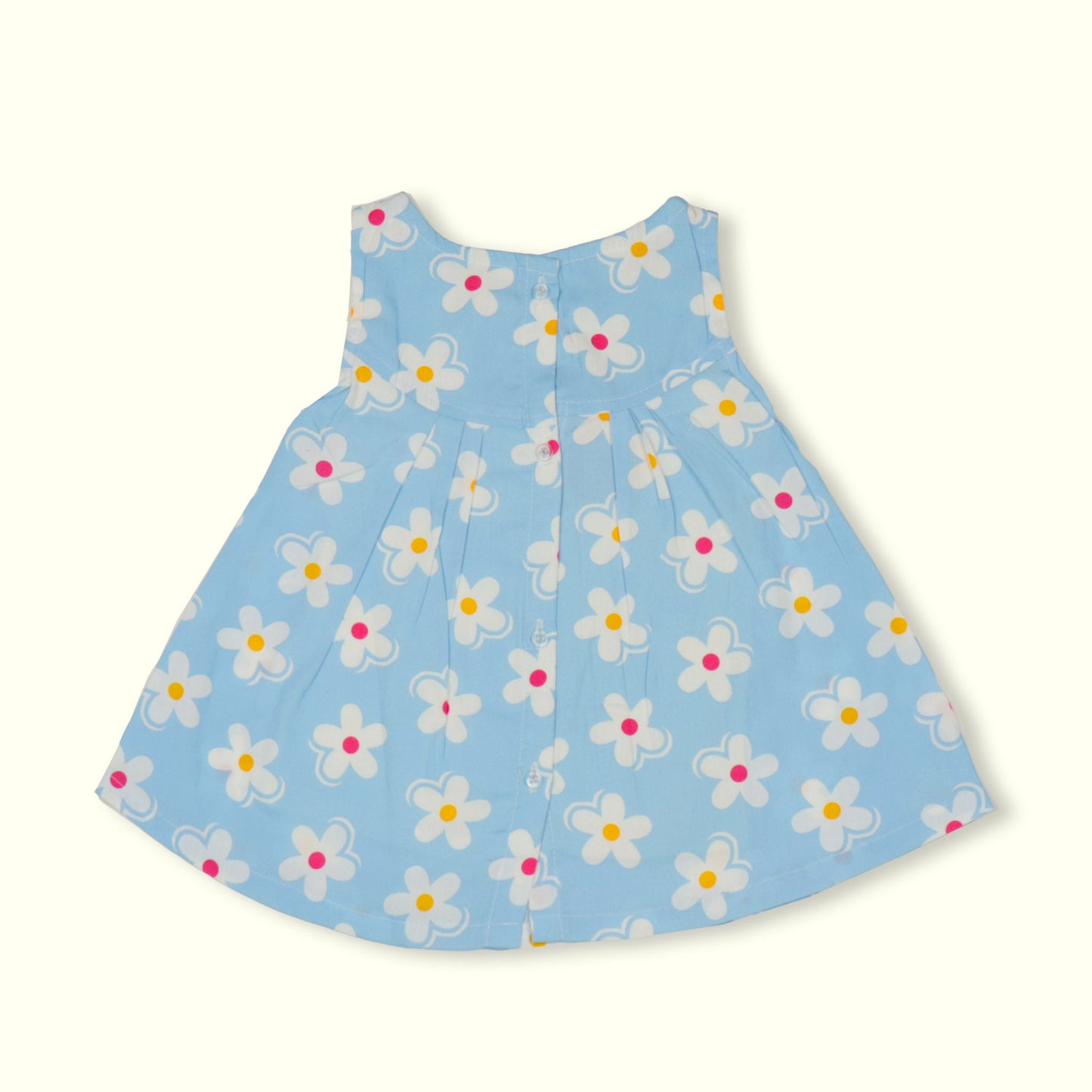 Pretty Sky Blue Floral Frock For Girls – Dew Drop Sleeveless Cool+ Sinker Set With Flared Design & Panty