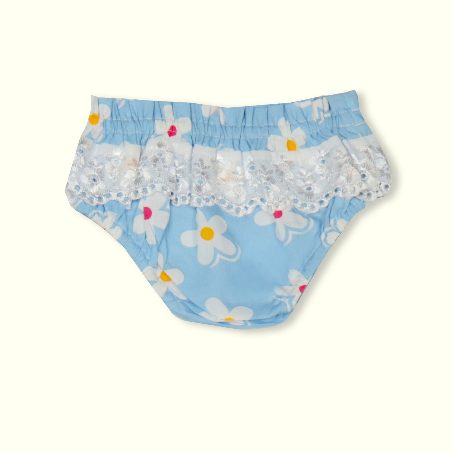 Pretty Sky Blue Floral Frock For Girls – Dew Drop Sleeveless Cool+ Sinker Set With Flared Design & Panty