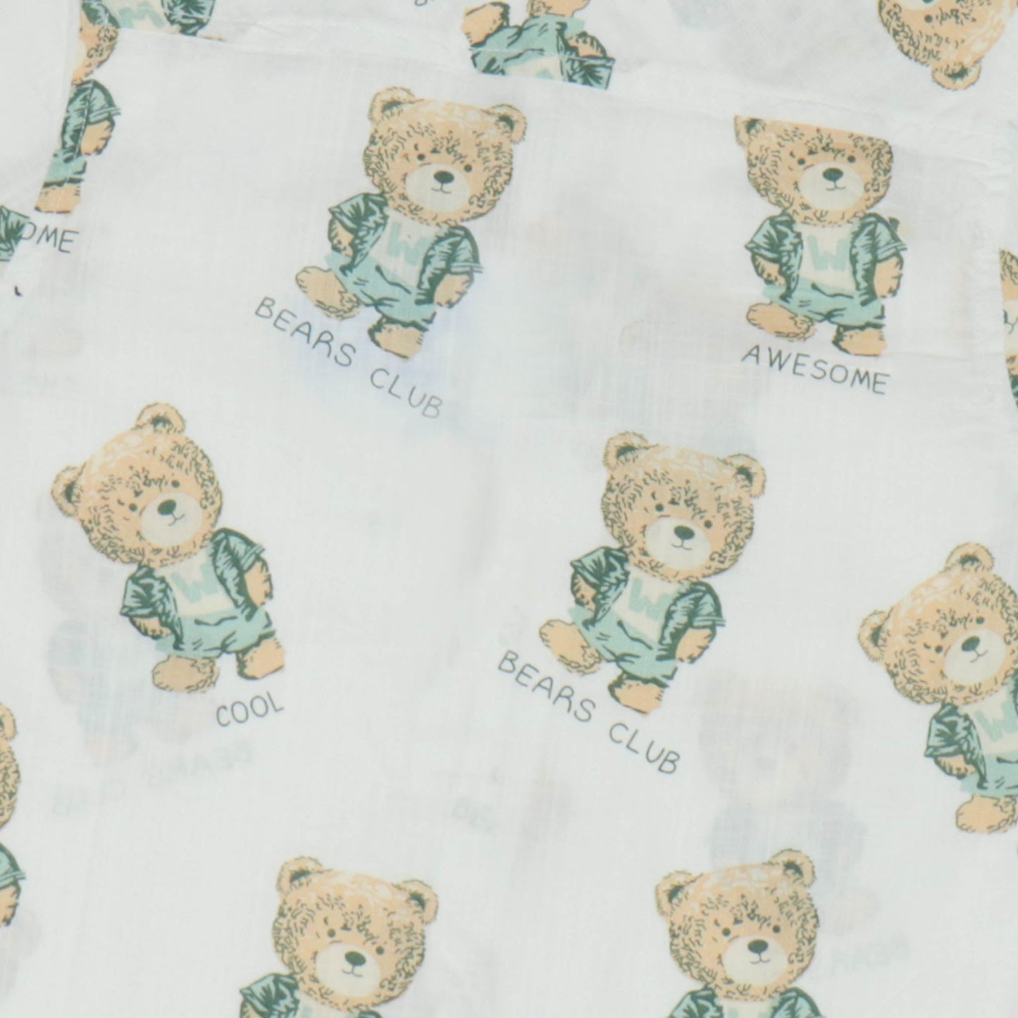 Dew Drop Boys' Cotton Printed Half Sleeve Shirt with Cute Bear Design - Light Blue