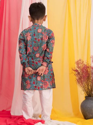 Tiny Traditions: Light Blue Kurta Pyjama Combo