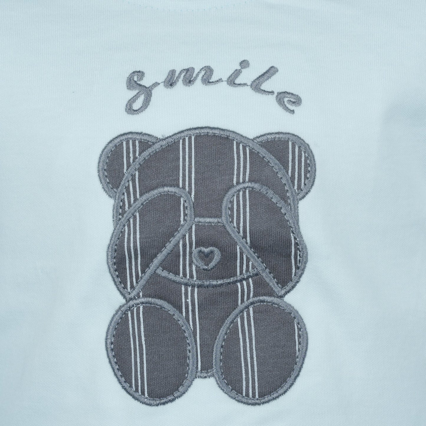 Smart Outdoor Light Blue T-Shirt & Jogger Set for Kids | Neo Nate Embroidered ‘SMILE