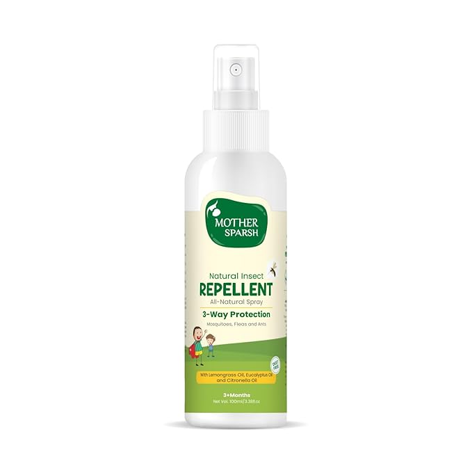 Mother Sparsh Natural Insect Repellent Spray, Citronella, Eucalyptus & Lemongrass Oil, 100% Protection, 100ml