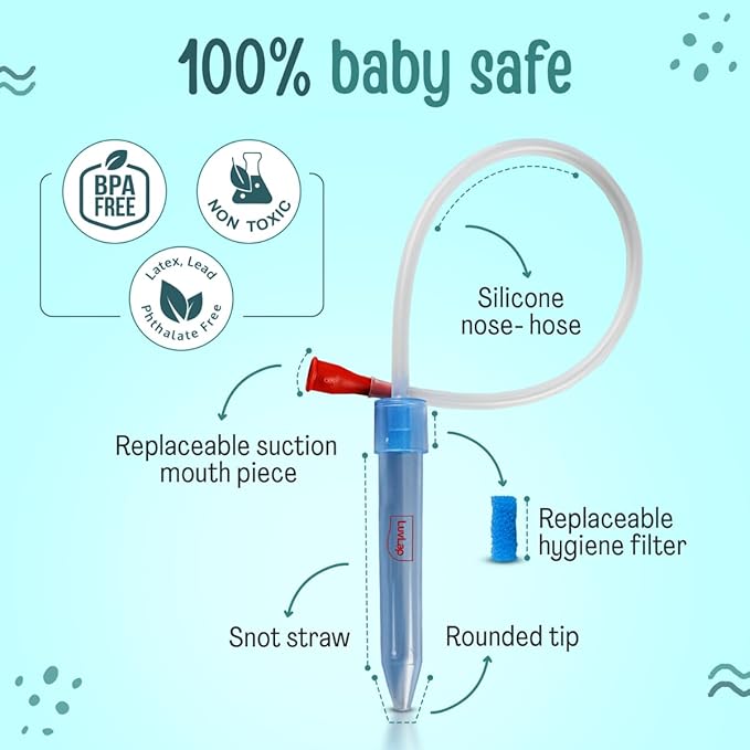 LuvLap Baby Nasal Aspirator 0-5 Years with Snotsucker Mechanism (Blue)