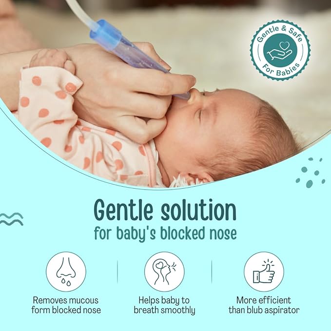 LuvLap Baby Nasal Aspirator 0-5 Years with Snotsucker Mechanism (Blue)