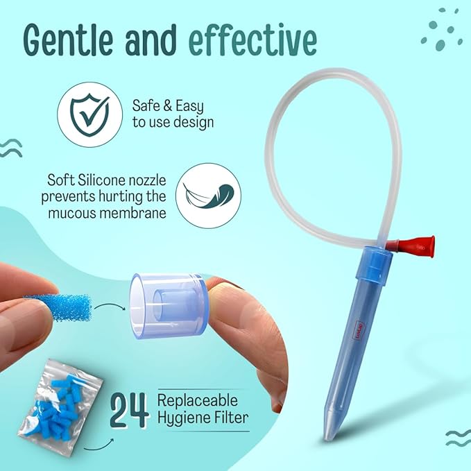 LuvLap Baby Nasal Aspirator 0-5 Years with Snotsucker Mechanism (Blue)