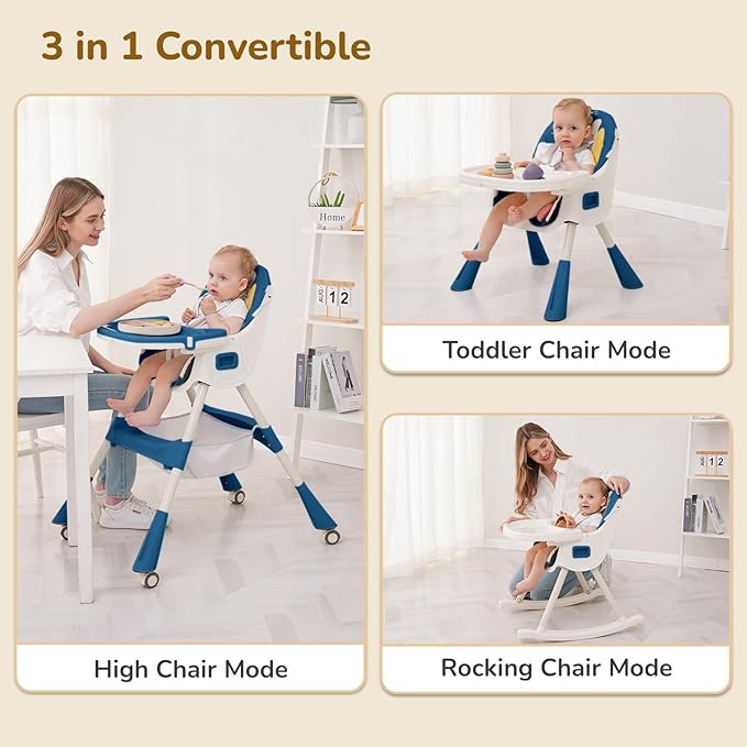 R for Rabbit Sugar Doodle Plus High Chair – 4-in-1 Convertible Baby High Chair – Indigo Dye