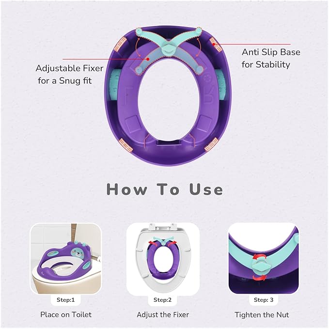 R for Rabbit Minimo Teddy Potty Seat for Toddlers – Cute, Comfortable & Safe Potty Training Chair – Purple Green