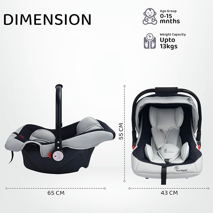 R for Rabbit Baby Cozy Carry Cot – 3-in-1 Multi-Purpose Rocker, Carry Cot & Seat with Safety Harness, UV Canopy & Washable Cover (0–15 Months)