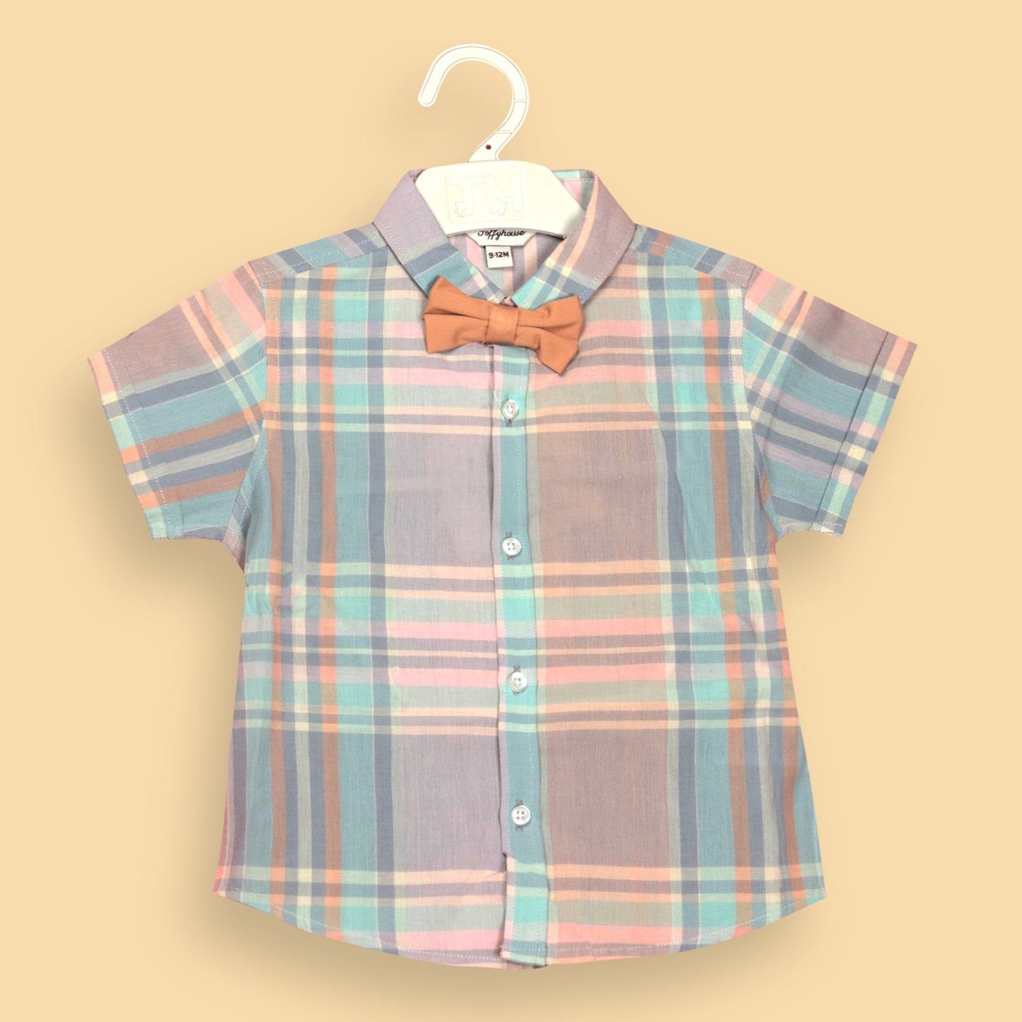 Toffyhouse Orange Checked Romper for Boys – Stylish Knee-Length Dungaree