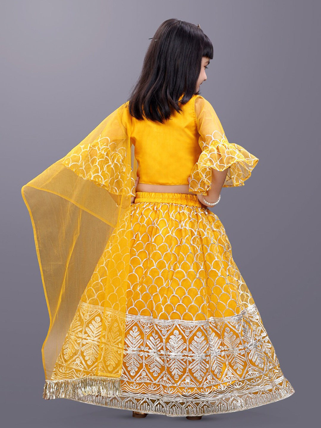Orange Embroidered Lehenga Choli Set by Satyam Fab – Girls' Party & Festival Ethnic Wear