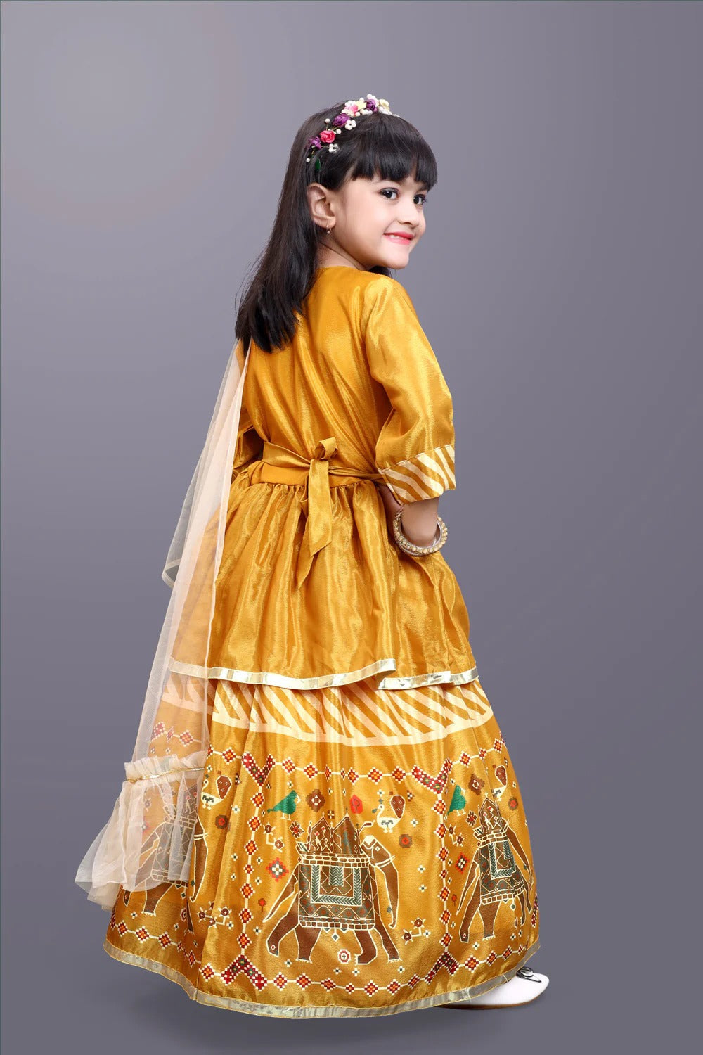 Orange Lace Lehenga Choli Set for Girls – Satyam Fab Printed Ethnic Wear with Dupatta